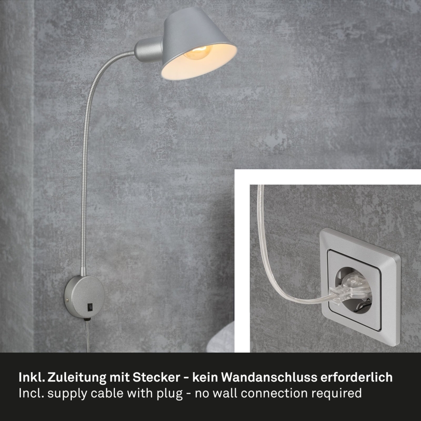 Briloner 2089-014 - Nastavljiva stenska svetilka BRELLO 1xE27/10W/230V mat krom