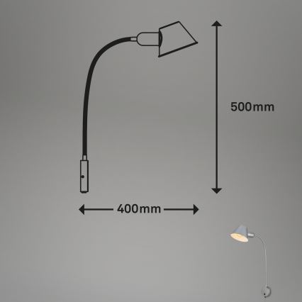 Briloner 2089-014 - Nastavljiva stenska svetilka BRELLO 1xE27/10W/230V mat krom