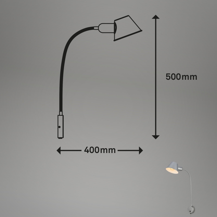 Briloner 2089-014 - Nastavljiva stenska svetilka BRELLO 1xE27/10W/230V mat krom