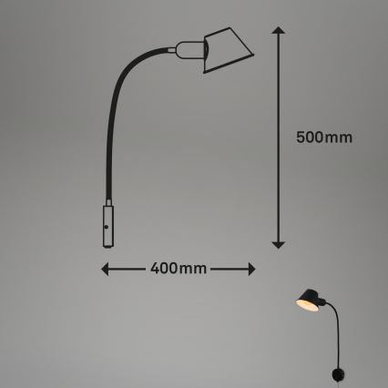 Briloner 2089-015 - Fleksibilna stenska svetilka BRELLO 1xE27/10W/230V črna