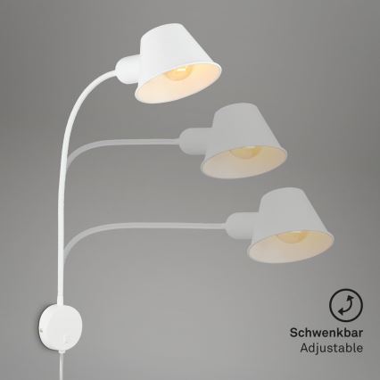 Briloner 2089-016 - Prilagodljiva stenska svetilka BRELLO 1xE27/10W/230V bela