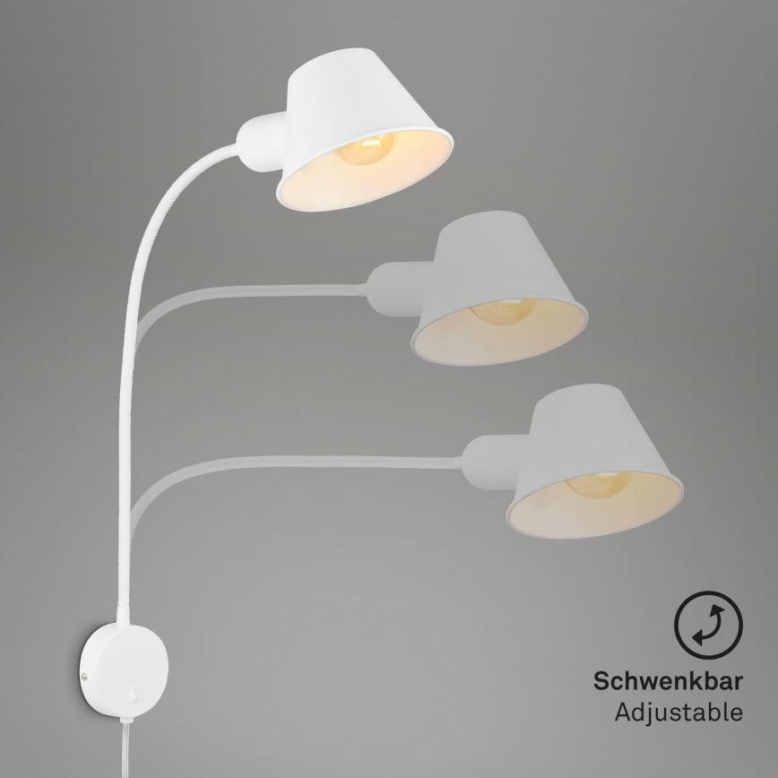 Briloner 2089-016 - Prilagodljiva stenska svetilka BRELLO 1xE27/10W/230V bela