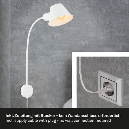 Briloner 2089-016 - Prilagodljiva stenska svetilka BRELLO 1xE27/10W/230V bela