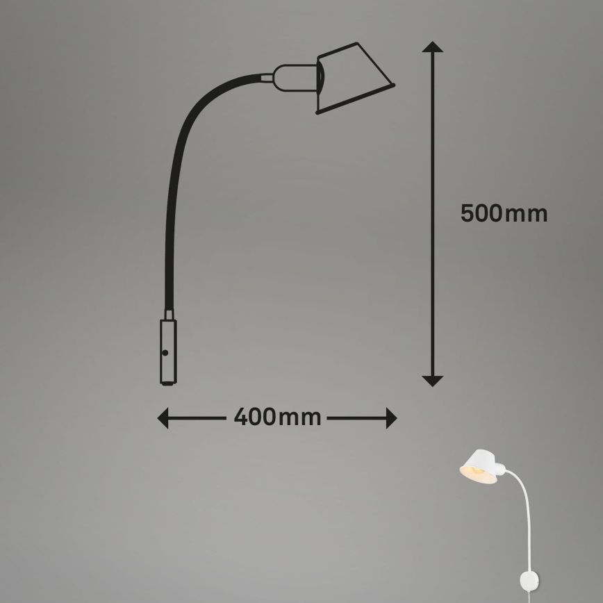 Briloner 2089-016 - Prilagodljiva stenska svetilka BRELLO 1xE27/10W/230V bela