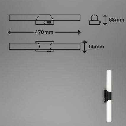 Briloner 2111-115 - LED osvetlitev za kopalniško ogledalo, 11 W, 230 V, IP44, 47 cm, črna