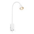 Briloner 2175-016 - Nastavljiva stenska svetilka z USB priključkom 1xGU10/10W/230V bela