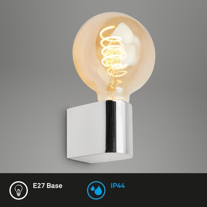Briloner 2182-018 - Stensko kopalniško svetilo DONGA 1xE27/10W/230V IP44 sijajni krom