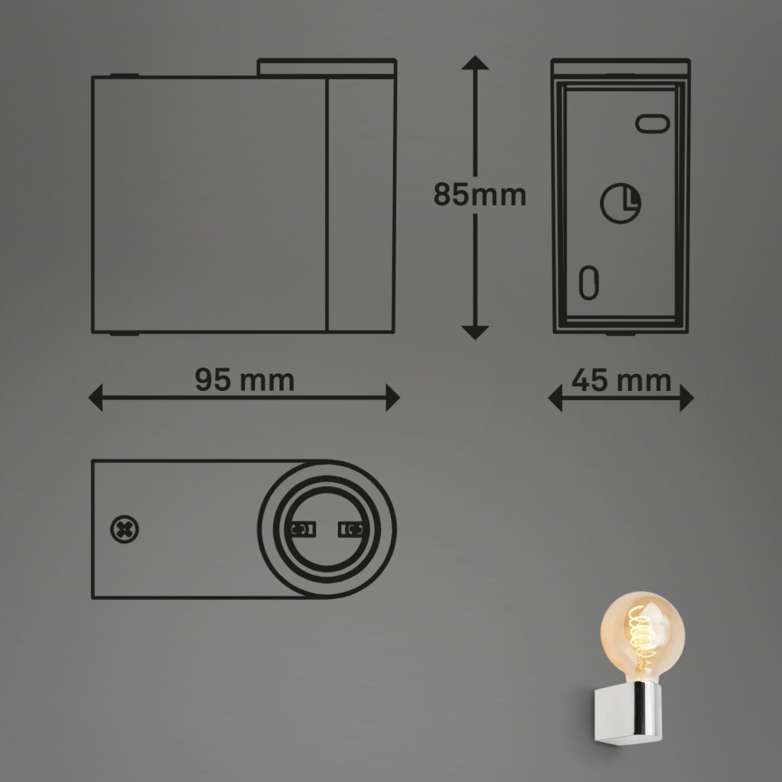 Briloner 2182-018 - Stensko kopalniško svetilo DONGA 1xE27/10W/230V IP44 sijajni krom