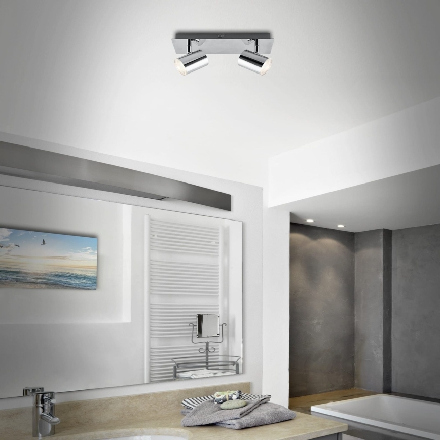 Briloner 2731-028 - Kopalniško točkovno svetilo BANYO 2xGU10/5W/230V IP44 sijajni krom