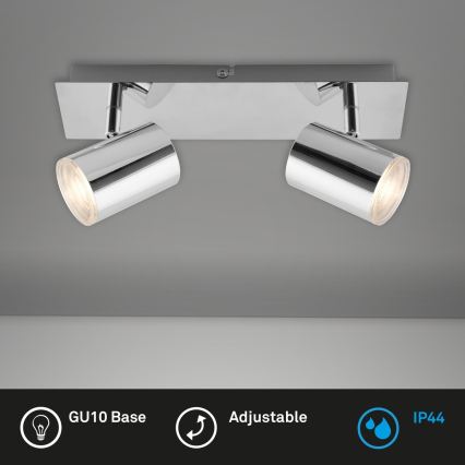 Briloner 2731-028 - Kopalniško točkovno svetilo BANYO 2xGU10/5W/230V IP44 sijajni krom
