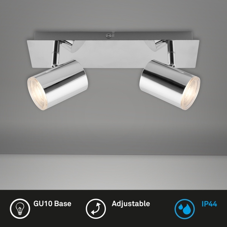 Briloner 2731-028 - Kopalniško točkovno svetilo BANYO 2xGU10/5W/230V IP44 sijajni krom