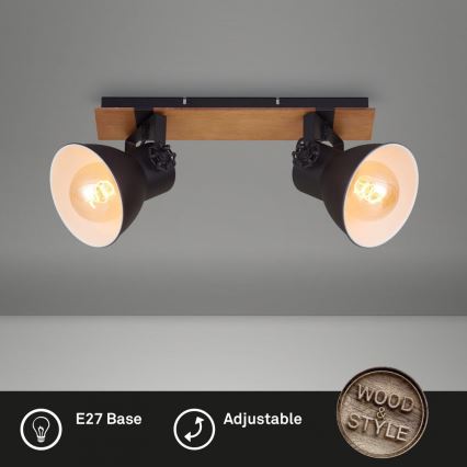 Briloner 2742-025 - Reflektor SPOTLIGHT 2xE27/40W/230V črna/rjava