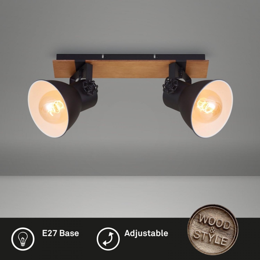 Briloner 2742-025 - Reflektor SPOTLIGHT 2xE27/40W/230V črna/rjava