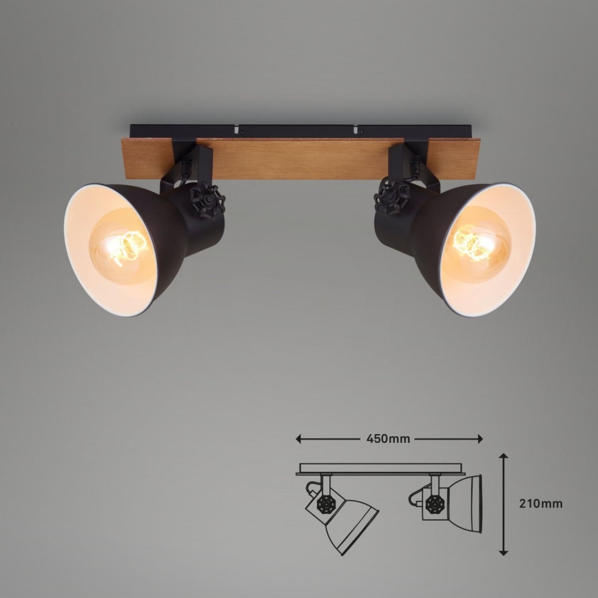 Briloner 2742-025 - Reflektor SPOTLIGHT 2xE27/40W/230V črna/rjava
