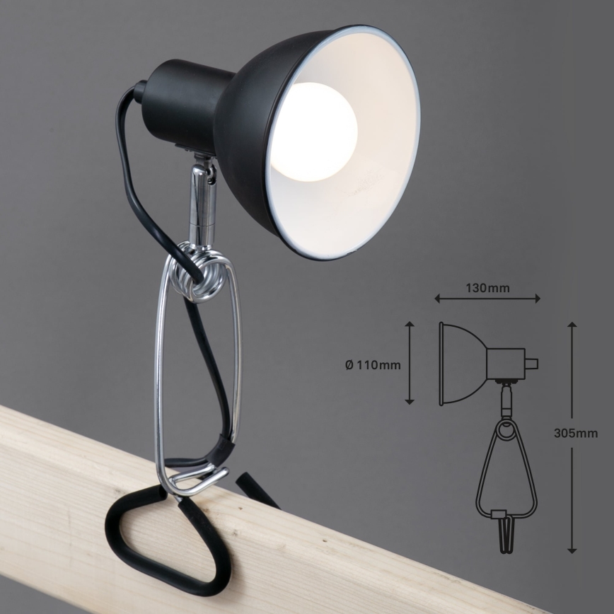 Briloner 2790-015 - Svetilka s sponko FIX 1xE14/8W/230V črna/sijajni krom