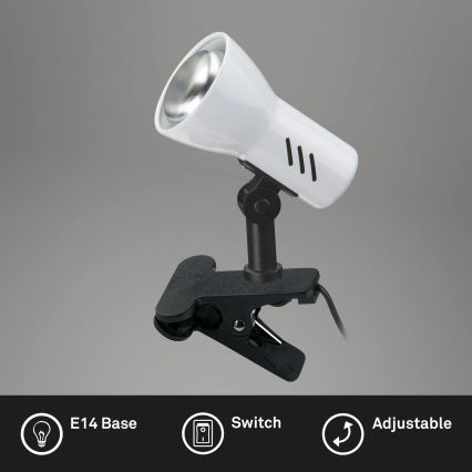 Briloner 2794/016P - Svetilka s sponko 1xE14/40W/230V črna/bela