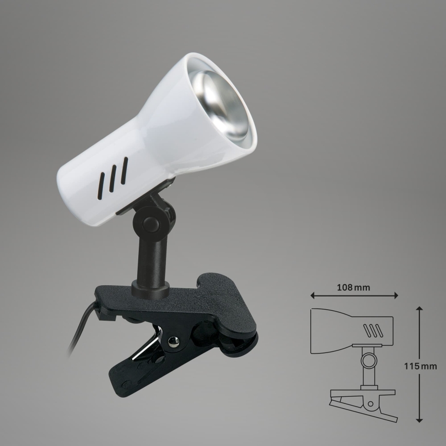 Briloner 2794/016P - Svetilka s sponko 1xE14/40W/230V črna/bela