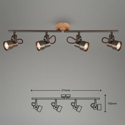 Briloner 2872-045 - LED Reflektor TAHUN 4xGU10/5W/230V 3000K rjava