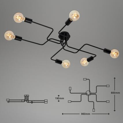 Briloner 2887-065 - Nadgradni lestenec FARETTO 6xE27/60W/230V