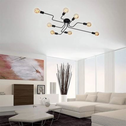 Briloner 2888-085 - Nadgradni lestenec FARETTO 8xE27/60W/230V črna