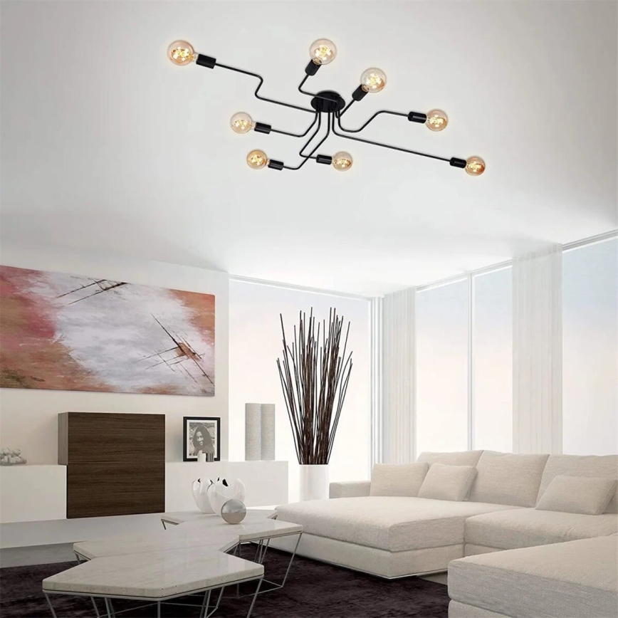 Briloner 2888-085 - Nadgradni lestenec FARETTO 8xE27/60W/230V črna