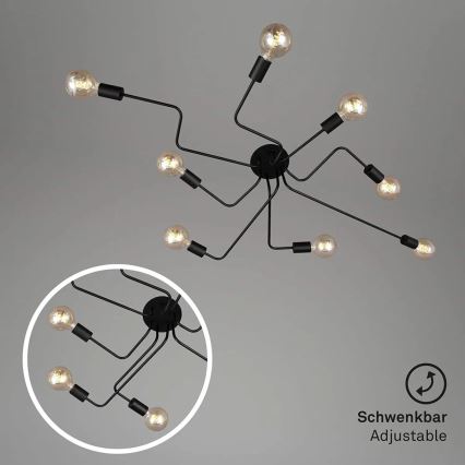 Briloner 2888-085 - Nadgradni lestenec FARETTO 8xE27/60W/230V črna