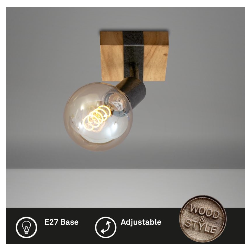 Briloner 2900-011 - Stenski reflektor WOOD BASIC 1xE27/25W/230V