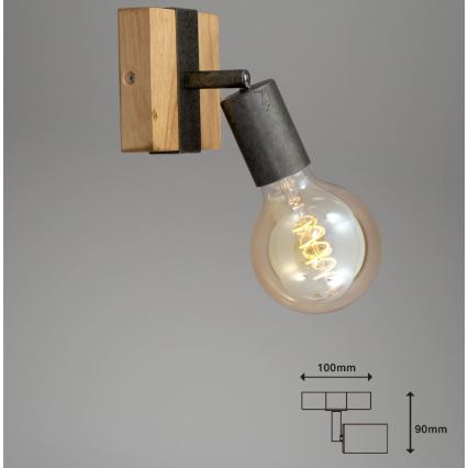 Briloner 2900-011 - Stenski reflektor WOOD BASIC 1xE27/25W/230V