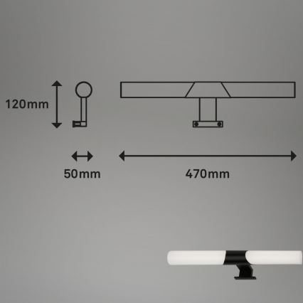 Briloner 3113-115 - LED Kopalniška luč za osvetlitev ogledala LED/12W/230V IP44 47 cm črna