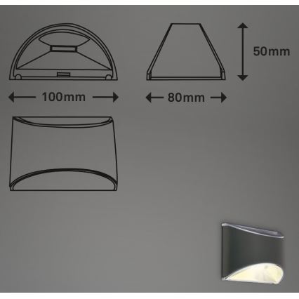 Briloner 3133015 - LED Solarna stenska svetilka LED/2W/3,7V IP44 3000K