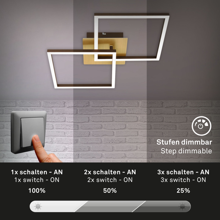 Briloner 3210-017 - LED Zatemnitvena stropna svetilka FRAME 2xLED/11W/230V zlata