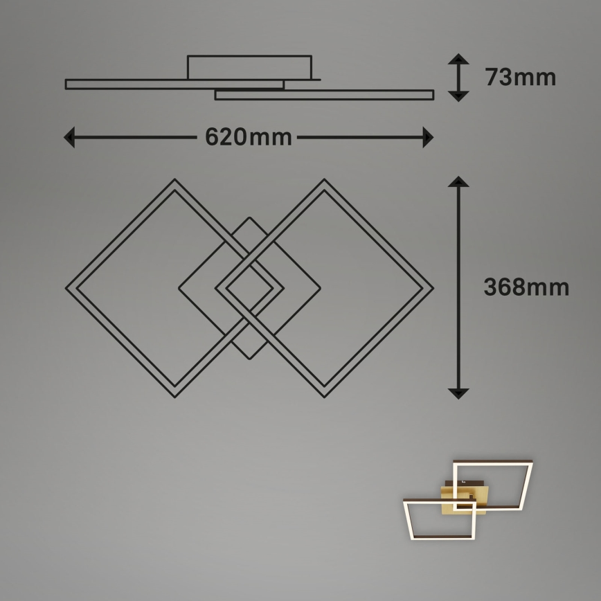 Briloner 3210-017 - LED Zatemnitvena stropna svetilka FRAME 2xLED/11W/230V zlata