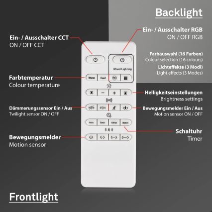 Briloner 3227-015 - LED RGB Zatemnitvena stropna svetilka s senzorjem TALENA LED/24W/230V črna + Daljinski upravljalnik