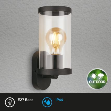Briloner 3600-015 - Zunanja stenska svetilka KAIRO 1xE27/12W/230V IP44 črna