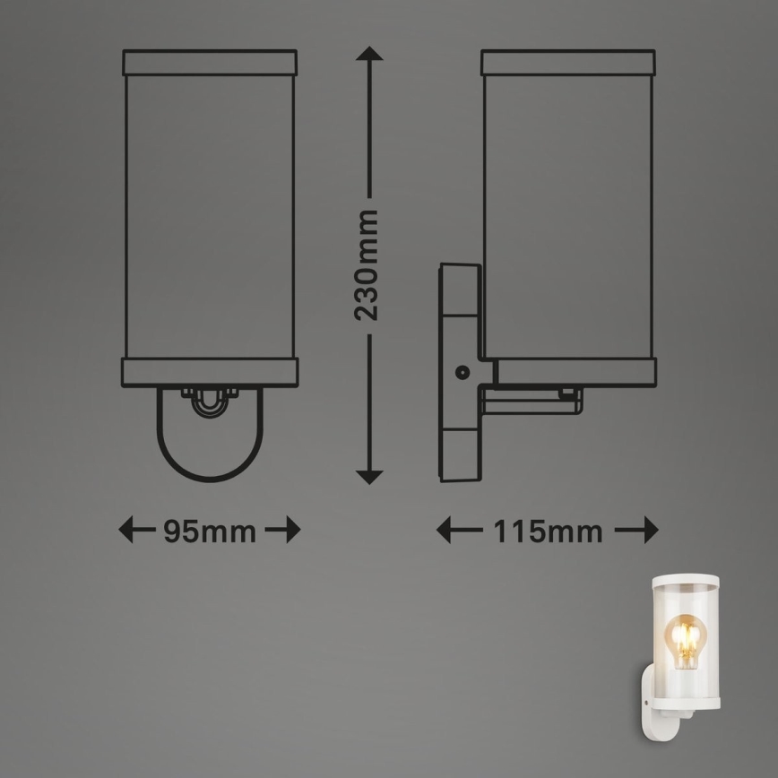 Briloner 3600-016 - Zunanja stenska svetilka KAIRO 1xE27/12W/230V IP44 bela