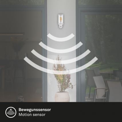 Briloner 3628-016 - Zunanja stenska svetilka s senzorjem KAIRO 1xE27/12W/230V IP44 bela