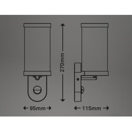 Briloner 3628-016 - Zunanja stenska svetilka s senzorjem KAIRO 1xE27/12W/230V IP44 bela