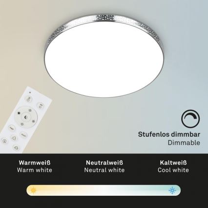 Briloner 3679-018 - LED RGB Zatemnitvena kopalniška stropna svetilka MAGA LED/18,5W/230V 3000-6500K pr. 35,5 cm + Daljinski upravljalnik