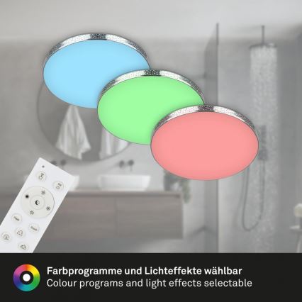 Briloner 3679-018 - LED RGB Zatemnitvena kopalniška stropna svetilka MAGA LED/18,5W/230V 3000-6500K pr. 35,5 cm + Daljinski upravljalnik