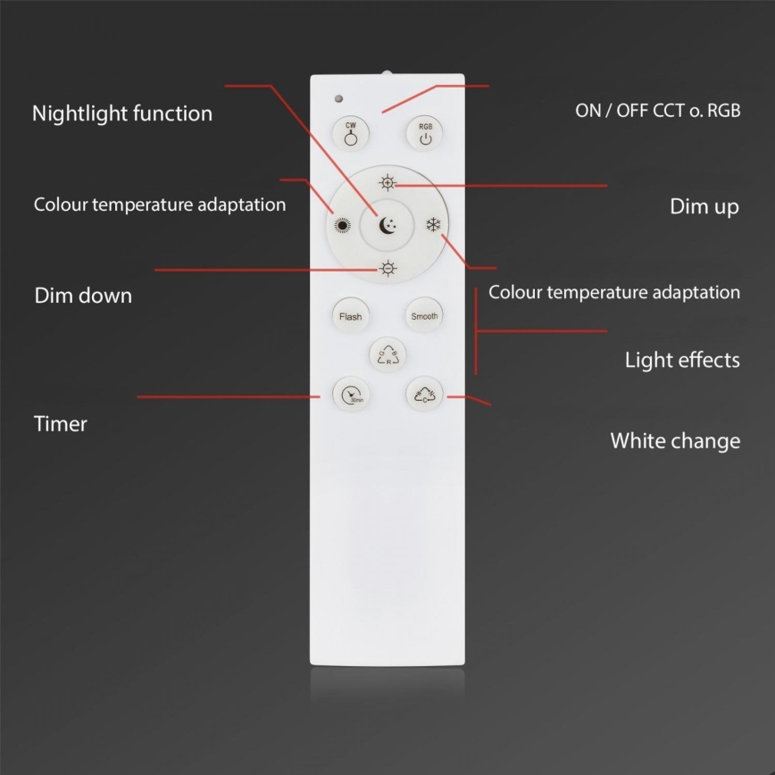 Briloner 3679-018 - LED RGB Zatemnitvena kopalniška stropna svetilka MAGA LED/18,5W/230V 3000-6500K pr. 35,5 cm + Daljinski upravljalnik