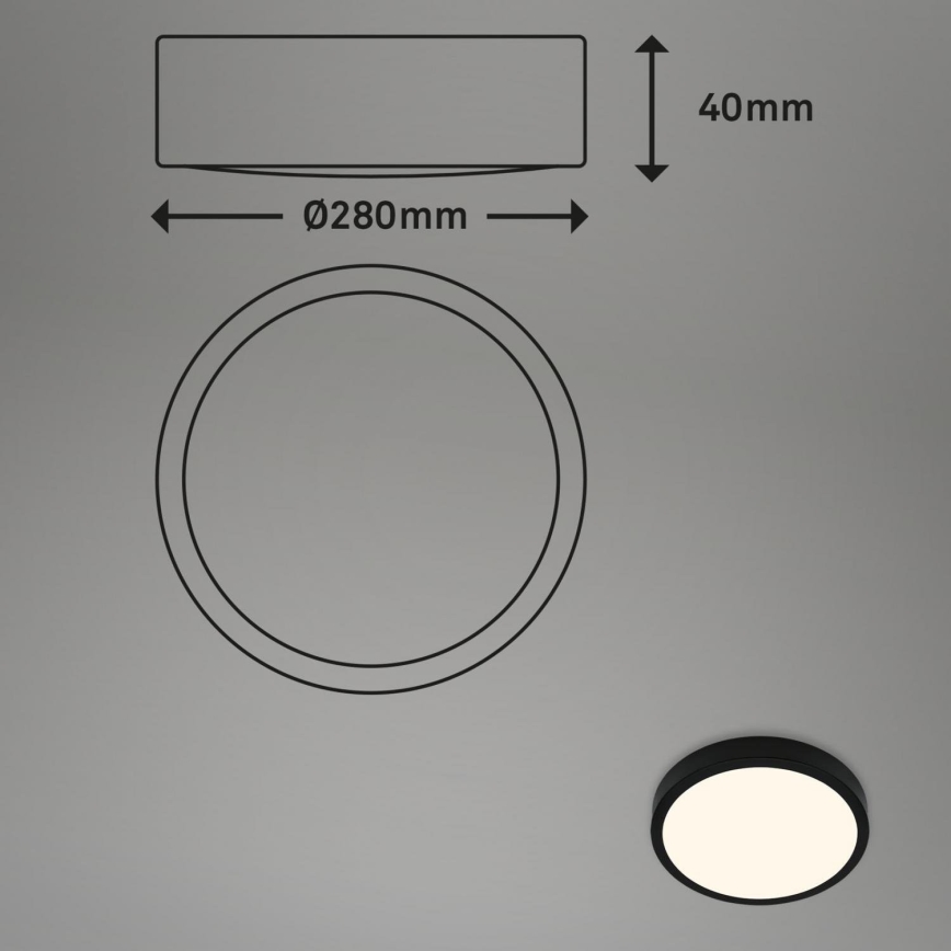 Briloner 3700-015 - LED Stropna svetilka RUNA LED/16W/230V 3000K pr. 28 cm črna
