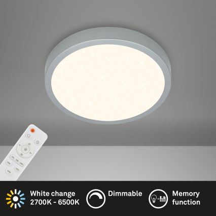 Briloner 3701-014 - LED Zatemnitvena stropna svetilka RUNA LED/18W/230V 2700-6500K srebrna + Daljinski upravljalnik