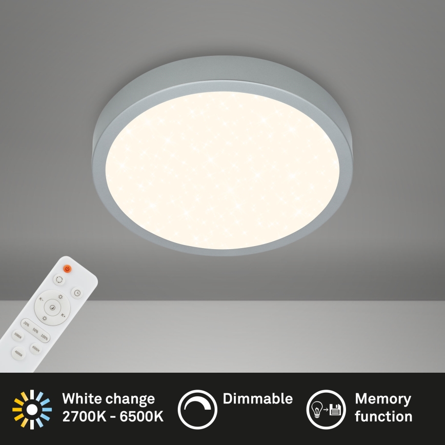 Briloner 3701-014 - LED Zatemnitvena stropna svetilka RUNA LED/18W/230V 2700-6500K srebrna + Daljinski upravljalnik