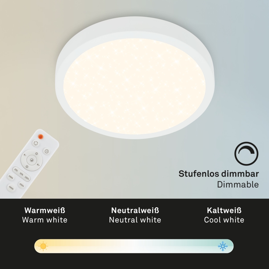 Briloner 3701-016 - LED Zatemnitvena stropna svetilka RUNA LED/18W/230V 2700-6500K bela + Daljinski upravljalnik