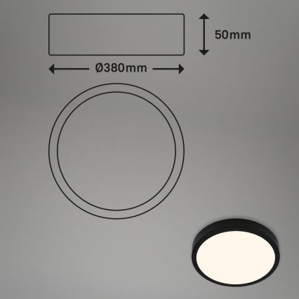 Briloner 3703-015 - LED Stropna svetilka RUNA LED/24W/230V 3000K pr. 38 cm črna