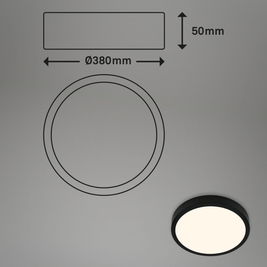 Briloner 3703-015 - LED Stropna svetilka RUNA LED/24W/230V 3000K pr. 38 cm črna