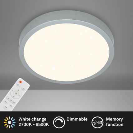 Briloner 3704-014-LED Zatemnitvena stropna svetilka RUNA LED/22W/230V 2700-6500K srebrna + Daljinski upravljalnik