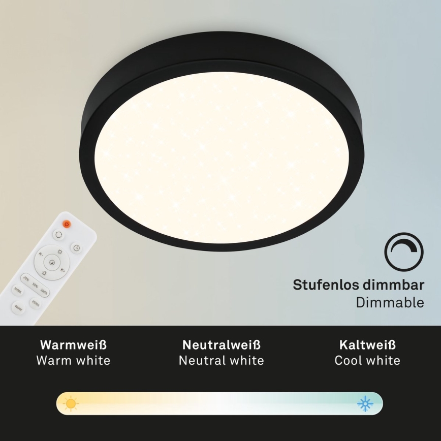 Briloner 3704-015 - LED Zatemnitvena stropna svetilka RUNA LED/22W/230V 2700-6500K črna + Daljinski upravljalnik