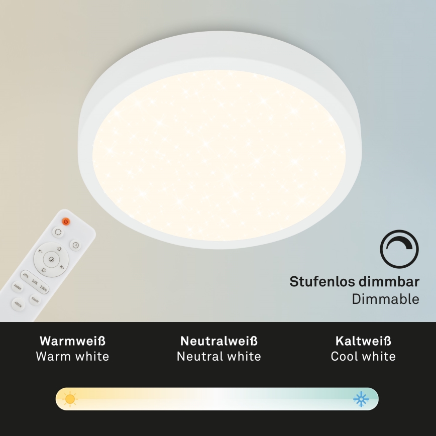 Briloner 3704-016 - LED Zatemnitvena stropna svetilka RUNA LED/22W/230V 2700-6500K bela + Daljinski upravljalnik