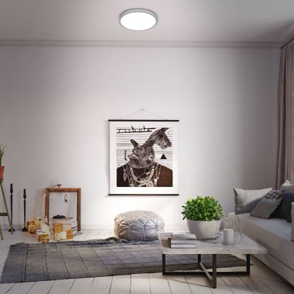 Briloner 3709-014 - LED RGBW Zatemnitvena stropna svetilka LED/22W/230V 4000K pr. 38 cm srebrna + Daljinski upravljalnik